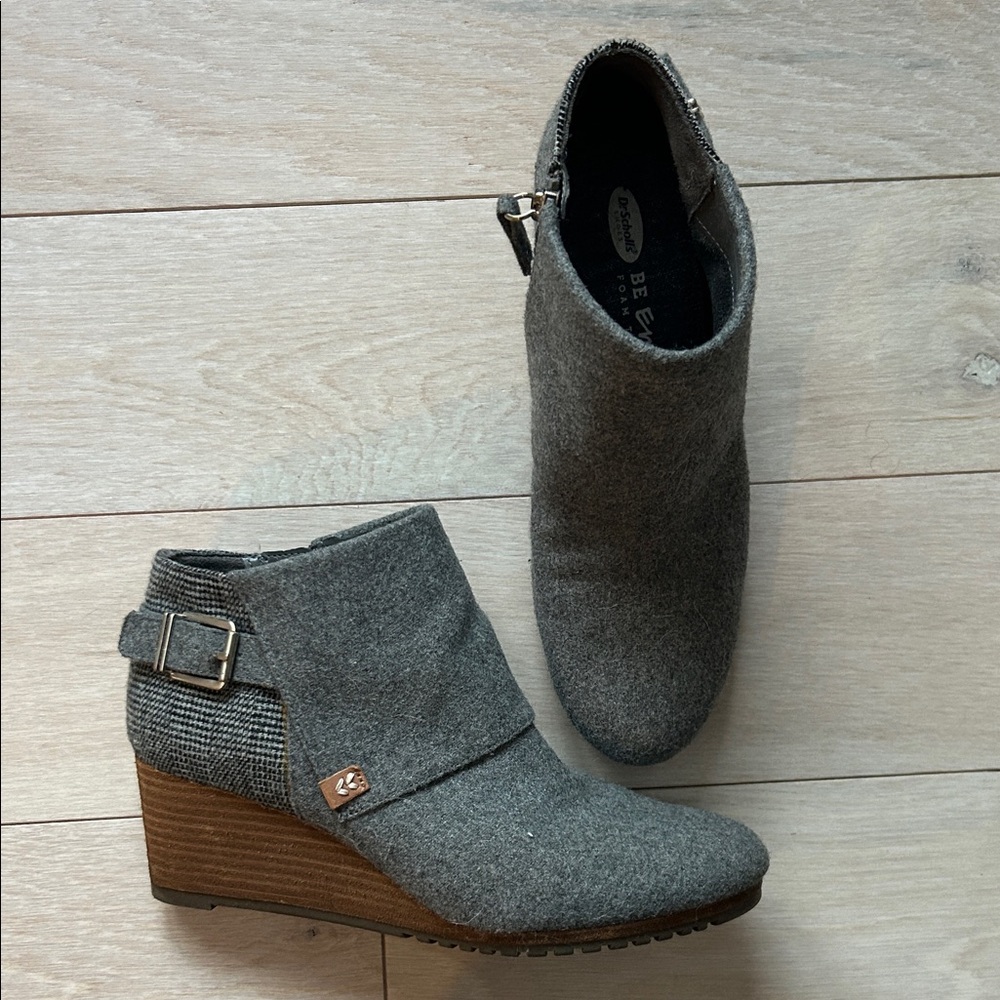 Gray Wedge Ankle Booties - Gray